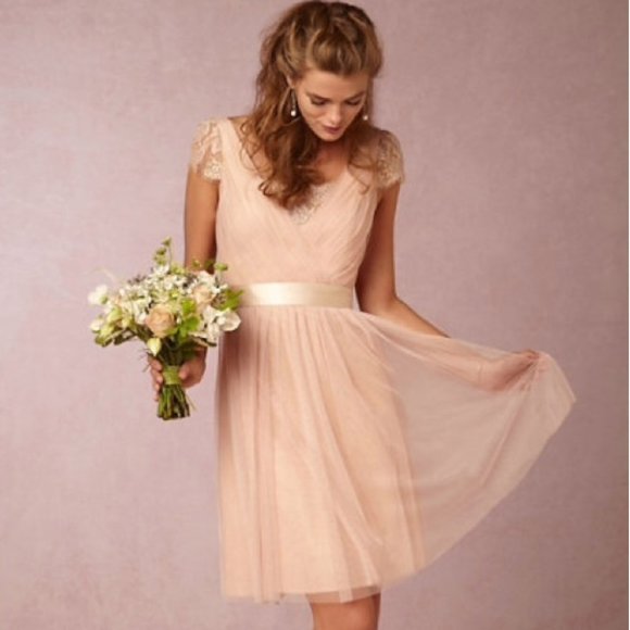 BHLDN Jenny Yoo Blush and Gold Bridesmaid Dress - Picture 1 of 8